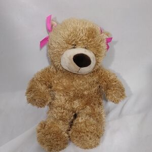 EUC Build A Bear Brown Bear With Pink Bows 2012